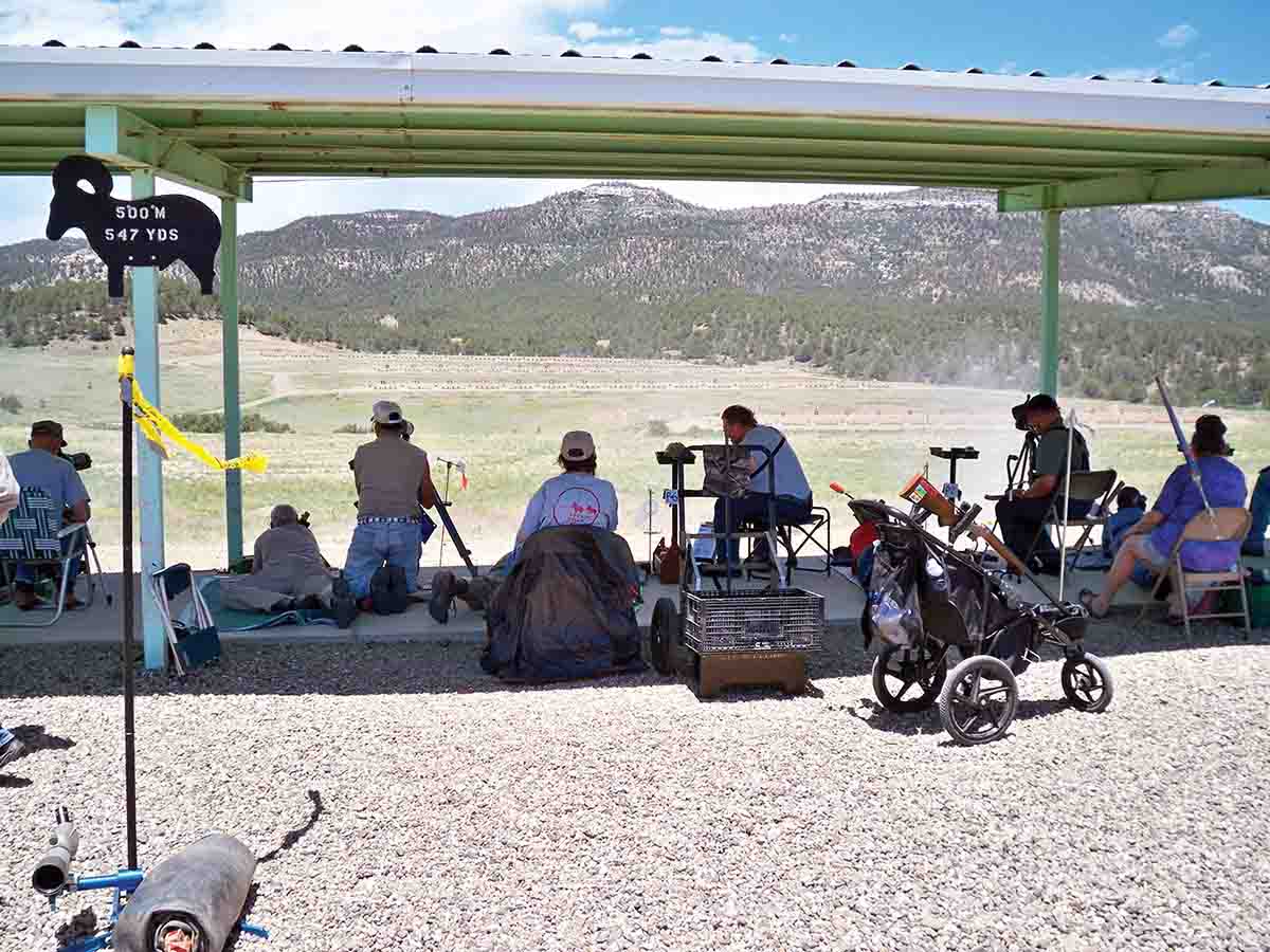 This is the metallic silhouette range at the NRA Whittington Center in New Mexico. The tiny dots are the targets fired at in BPCR Silhouette Sport competition.